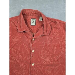 Jamaica Jaxx Hawaiian Shirt Mens XL Red Silk Floral Jacquard Short Sleeve